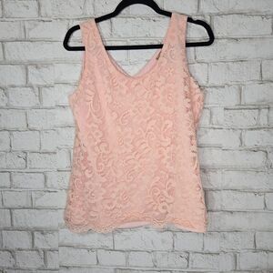 Boutique Essentials pink lace tank top